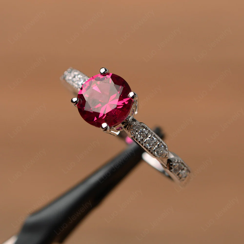 Unique Ruby Milgrain Ring