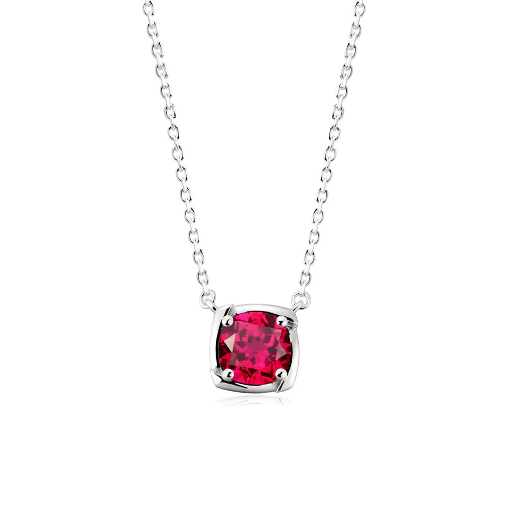 Unique Ruby Solitaire Pendant Necklace