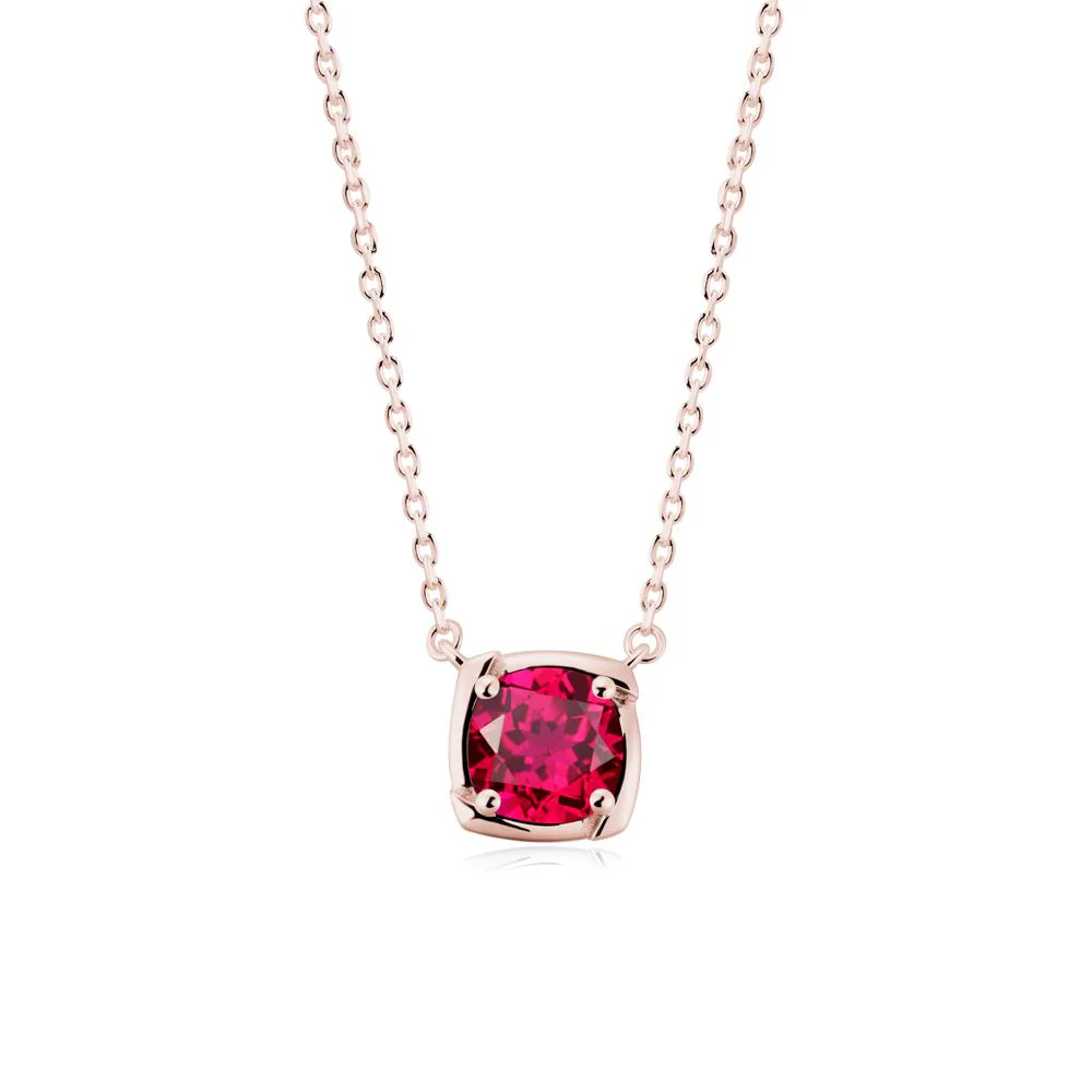 Unique Ruby Solitaire Pendant Necklace - Image 5
