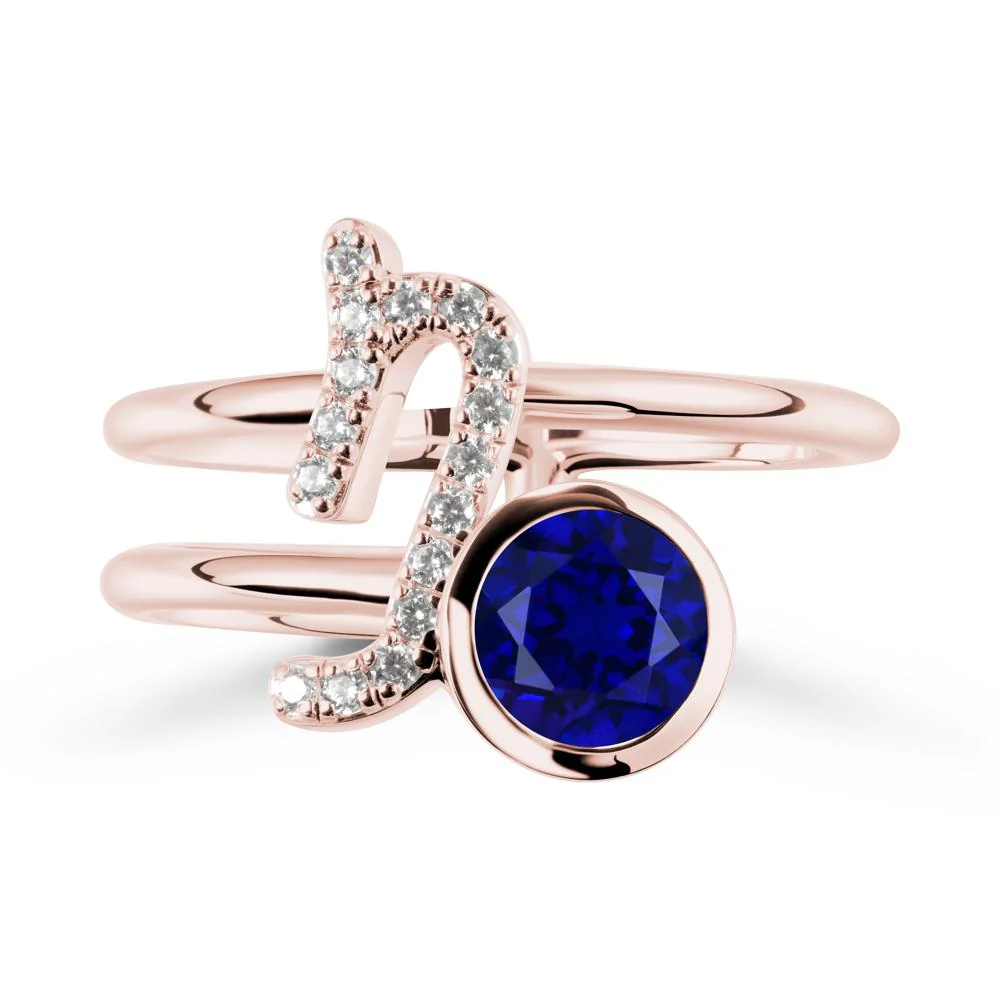 Unique Sapphire Capricorn Zodiac Ring -Steadfast & Enduring - Image 5