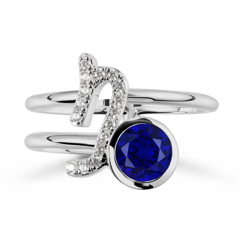 Unique Sapphire Capricorn Zodiac Ring -Steadfast & Enduring - Image 8