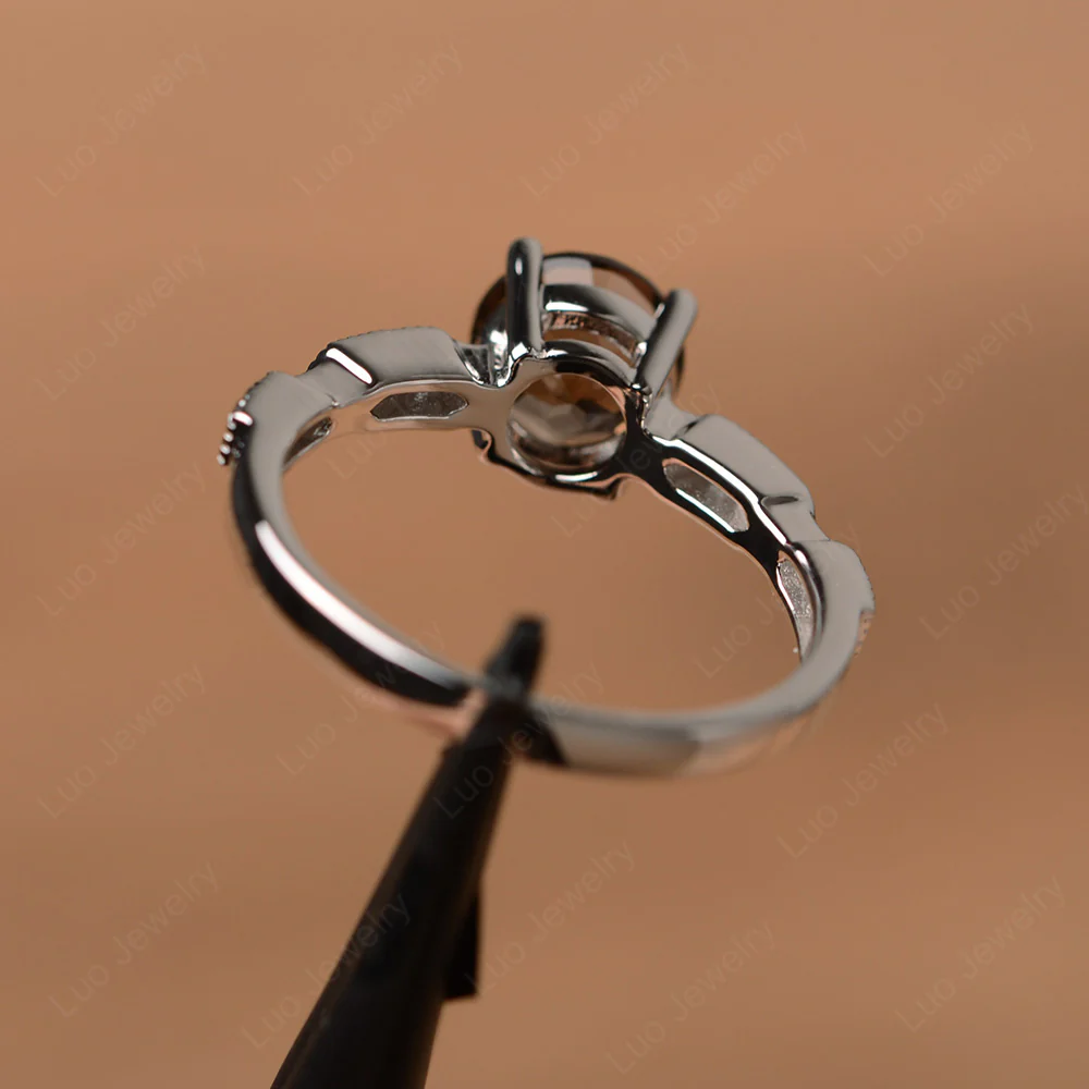 Unique Smoky Quartz Milgrain Ring - Image 3