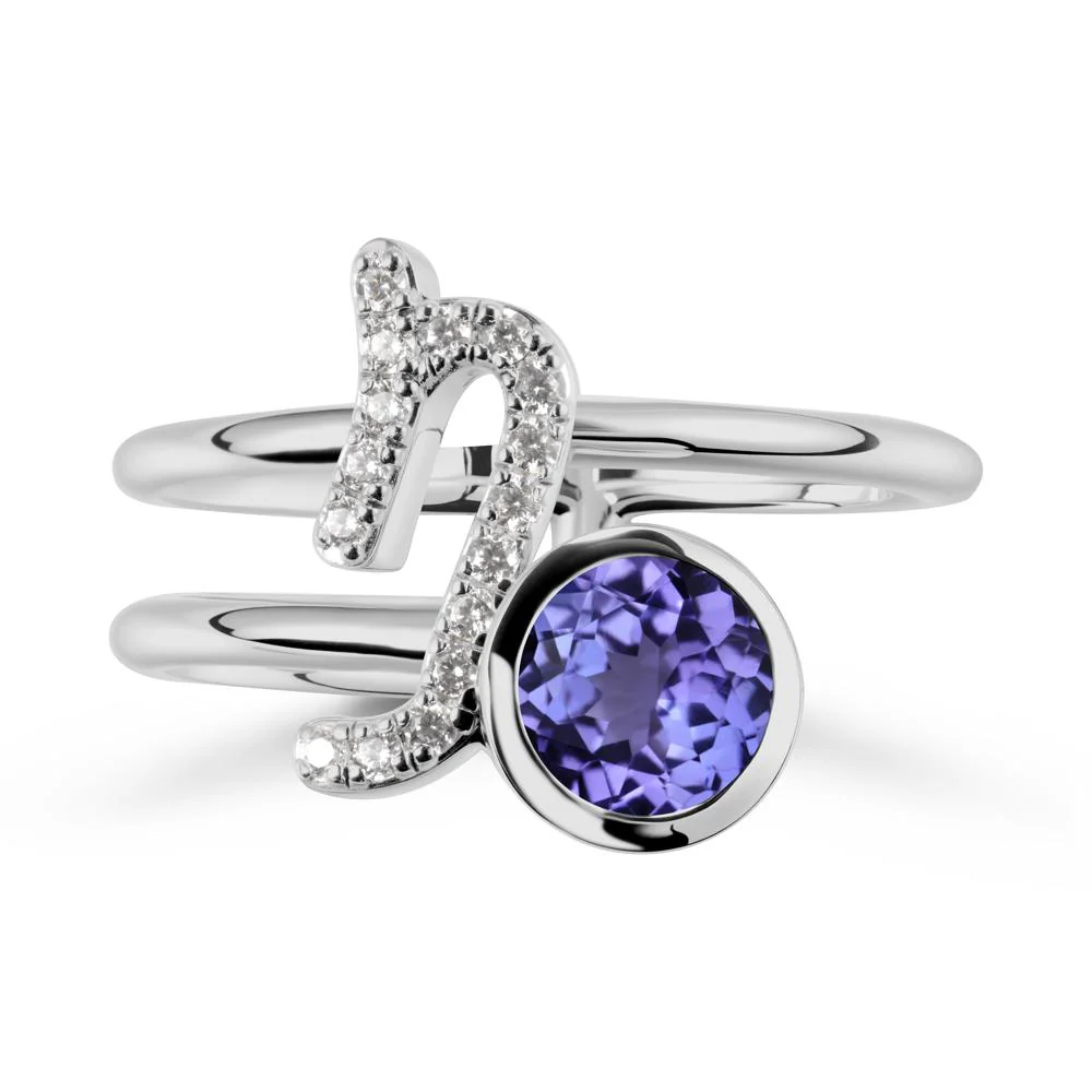 Unique Tanzanite Capricorn Zodiac Ring -Steadfast & Enduring