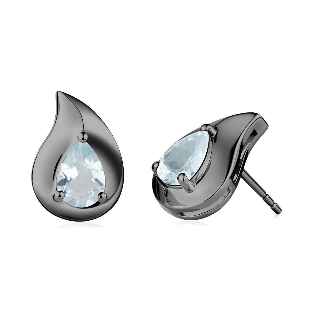 Unique Teardrop Aquamarine Stud Earrings - Image 9