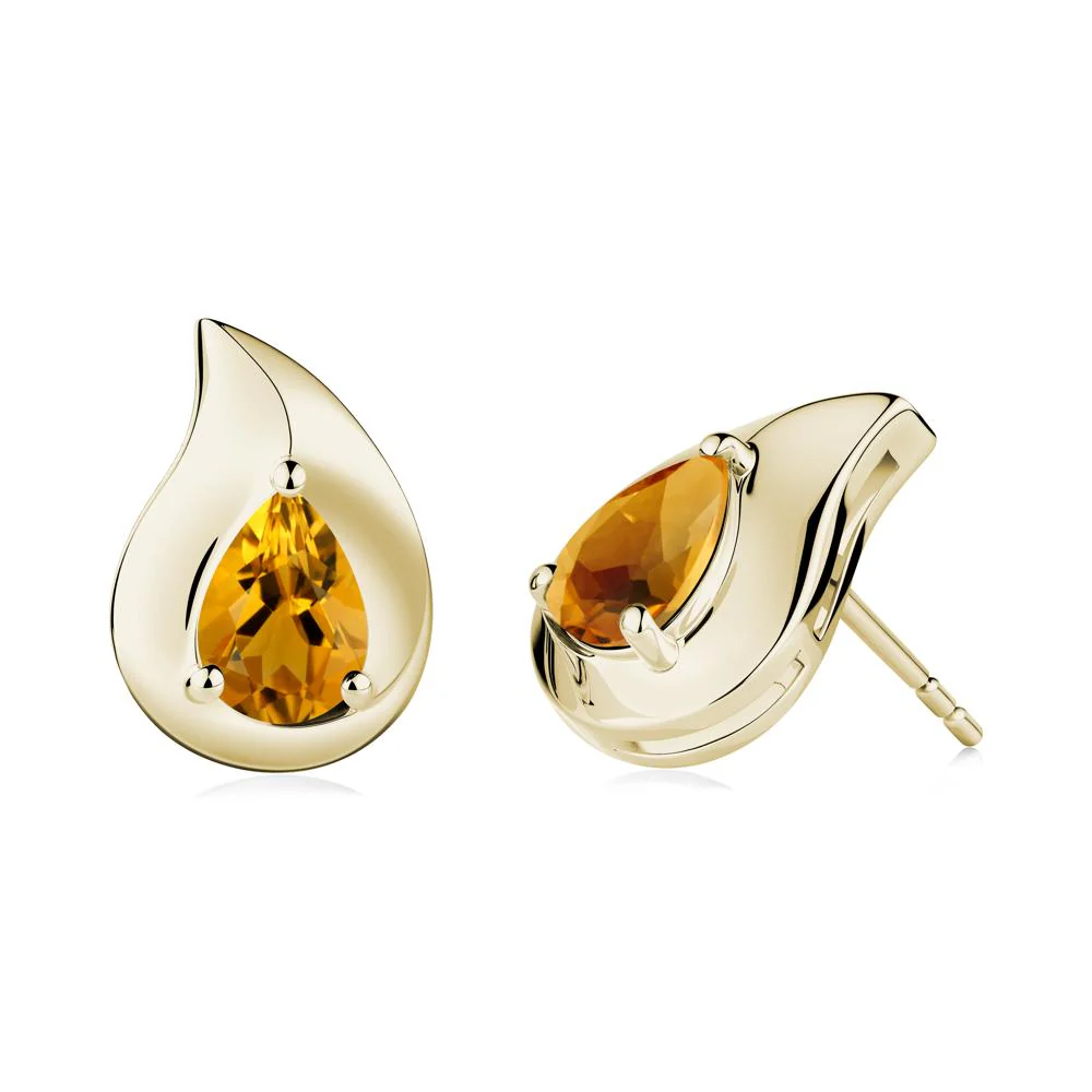 Unique Teardrop Citrine Stud Earrings - Image 6