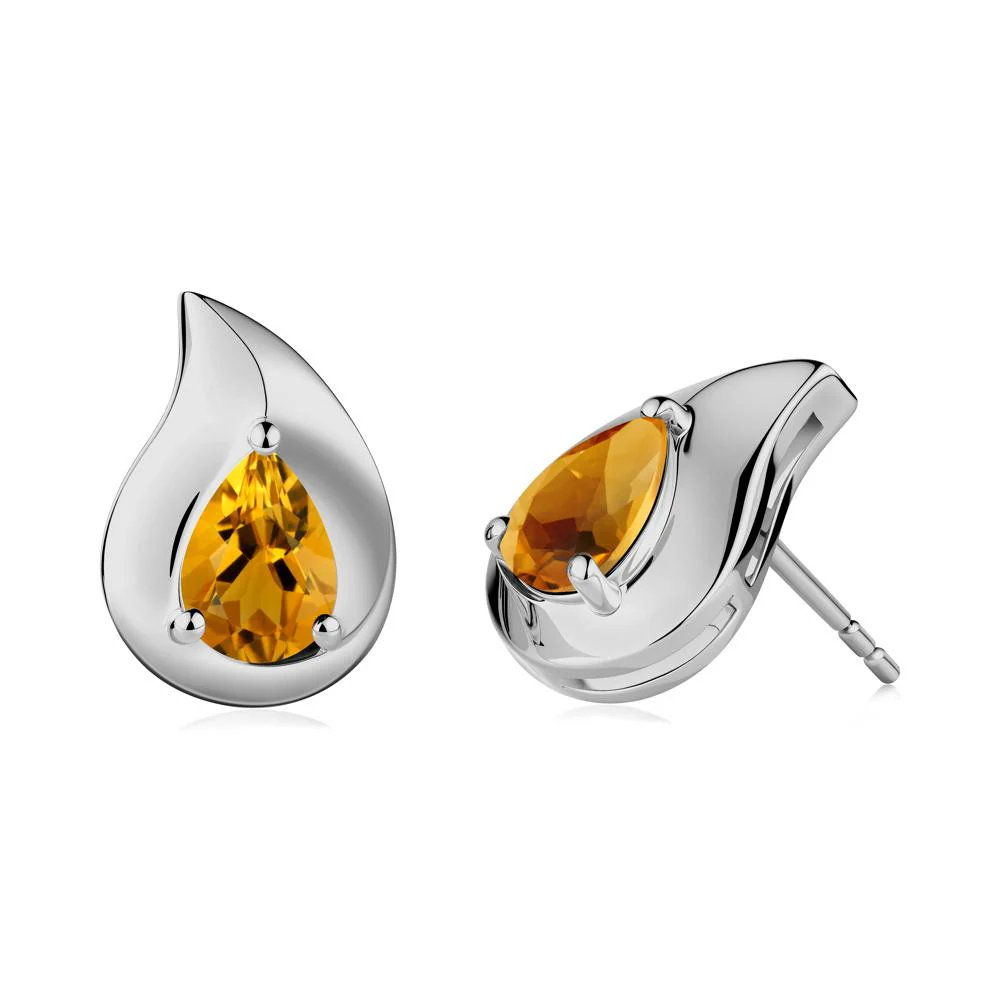 Unique Teardrop Citrine Stud Earrings - Image 9