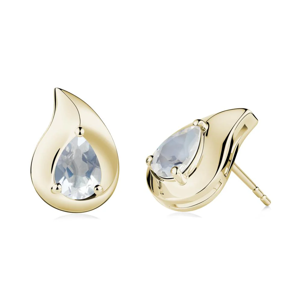 Unique Teardrop Moonstone Stud Earrings
