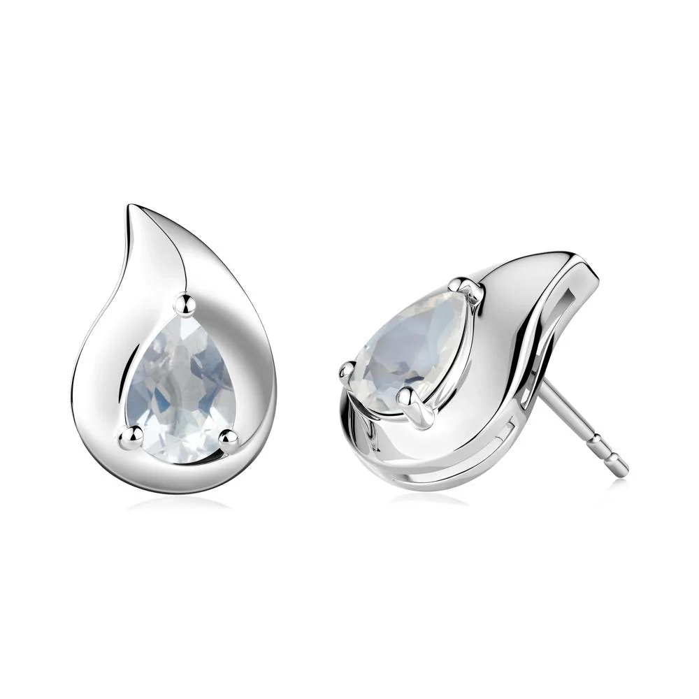 Unique Teardrop Moonstone Stud Earrings - Image 2