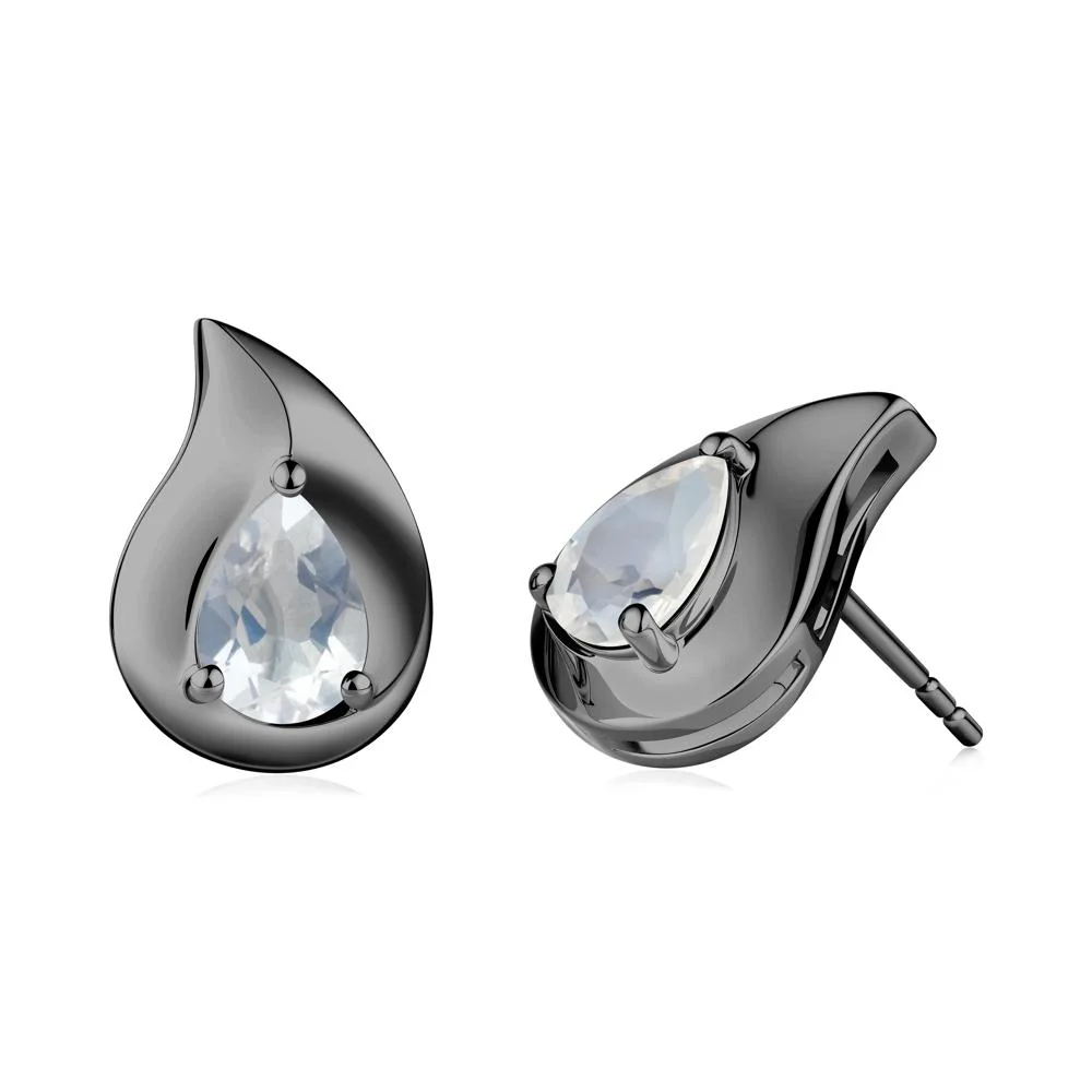 Unique Teardrop Moonstone Stud Earrings - Image 5