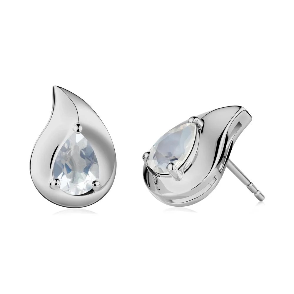 Unique Teardrop Moonstone Stud Earrings - Image 6