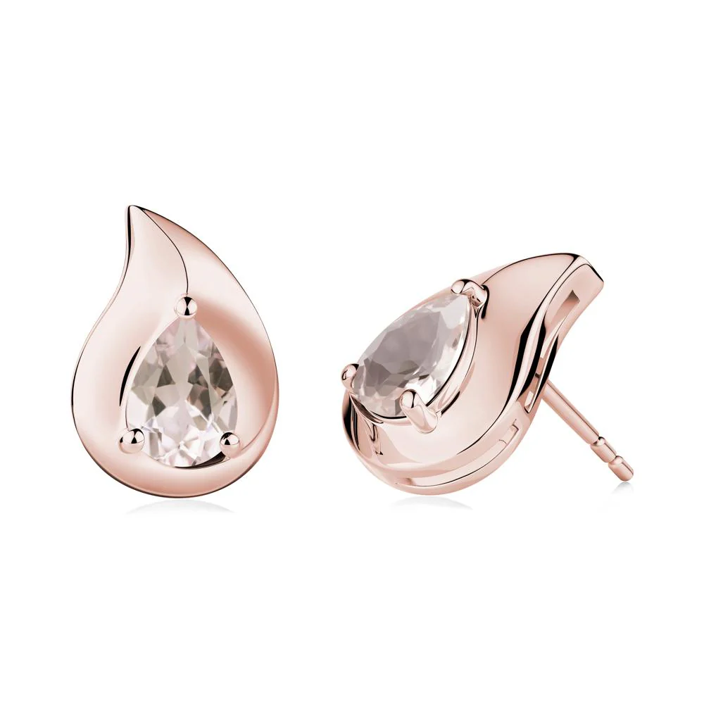 Unique Teardrop Morganite Stud Earrings - Image 4