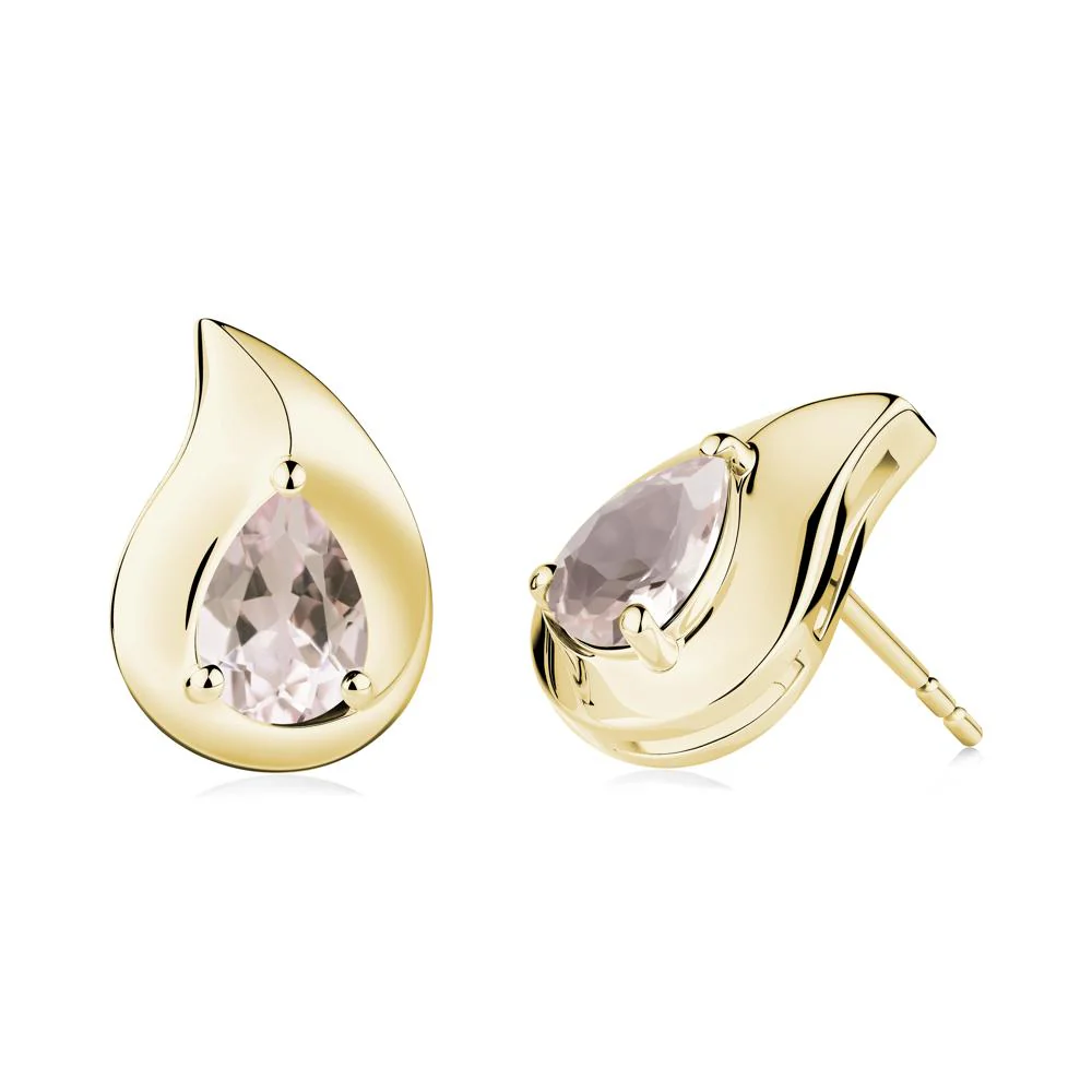 Unique Teardrop Morganite Stud Earrings - Image 7