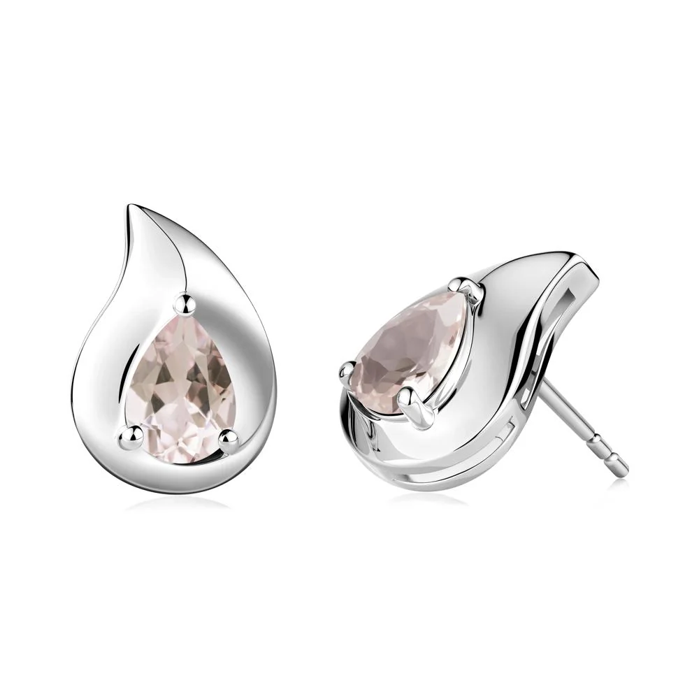 Unique Teardrop Morganite Stud Earrings - Image 9
