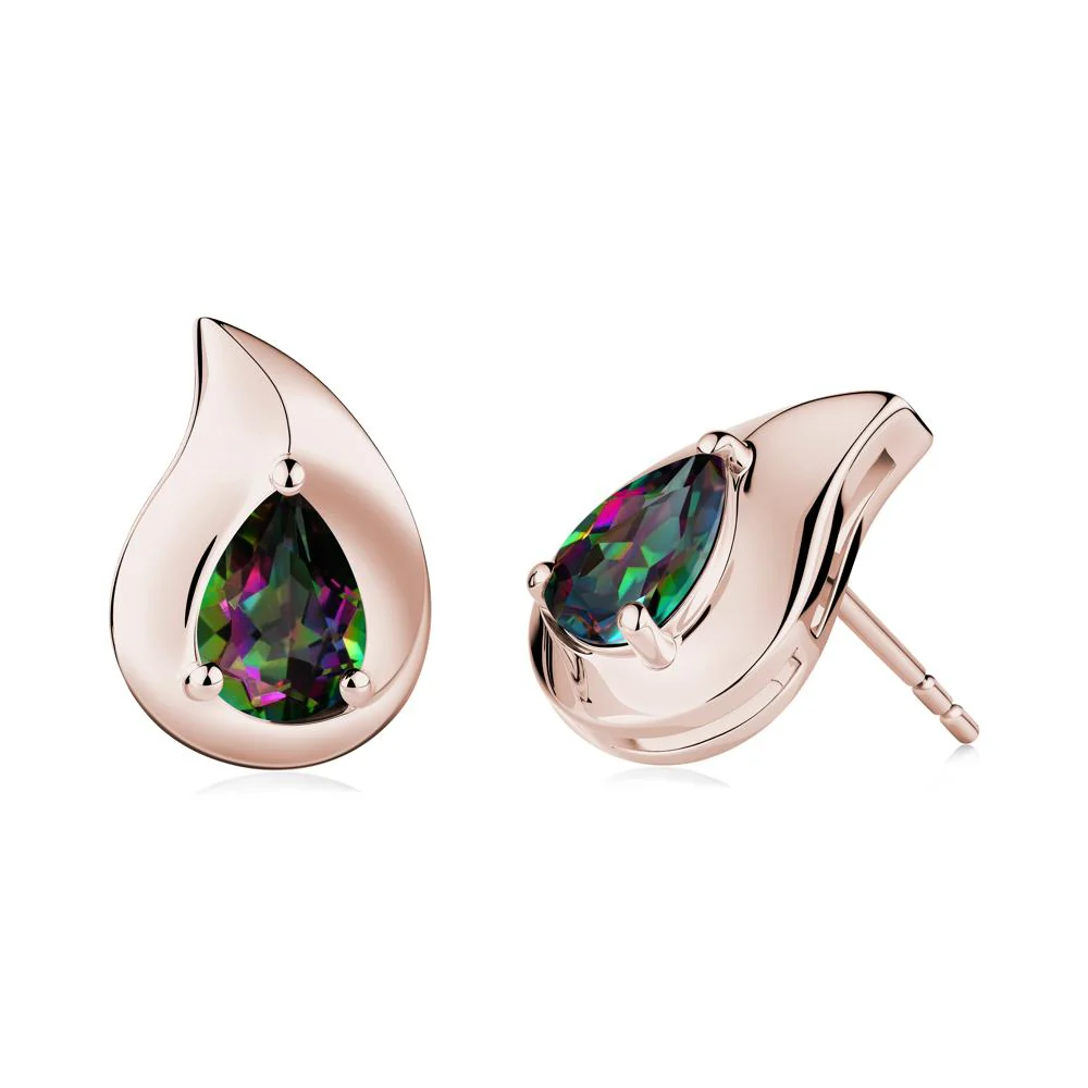 Unique Teardrop Mystic Topaz Stud Earrings - Image 2