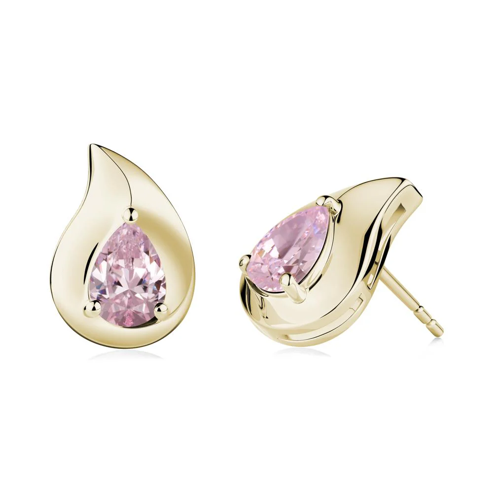 Unique Teardrop Pink Cubic Zirconia Stud Earrings - Image 8