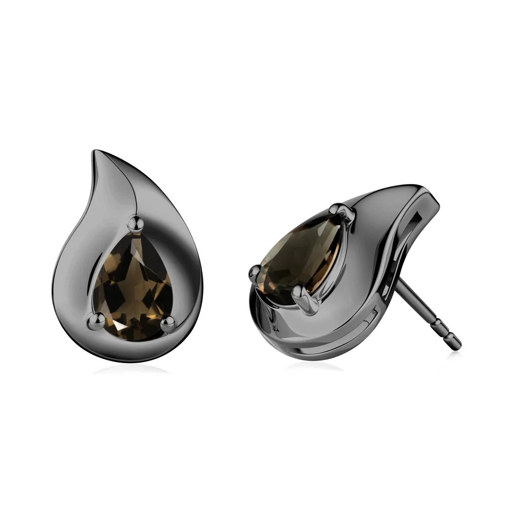 Unique Teardrop Smoky Quartz Stud Earrings - Image 5