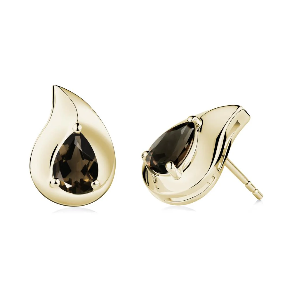 Unique Teardrop Smoky Quartz Stud Earrings - Image 7