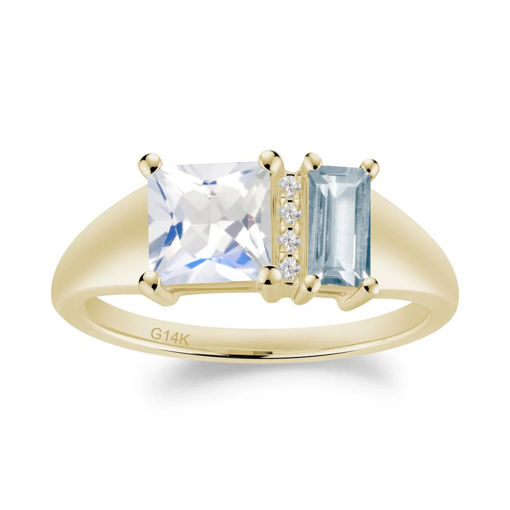Unique Toi Et Moi Aquamarine and Moonstone Birthstone Ring - Image 9