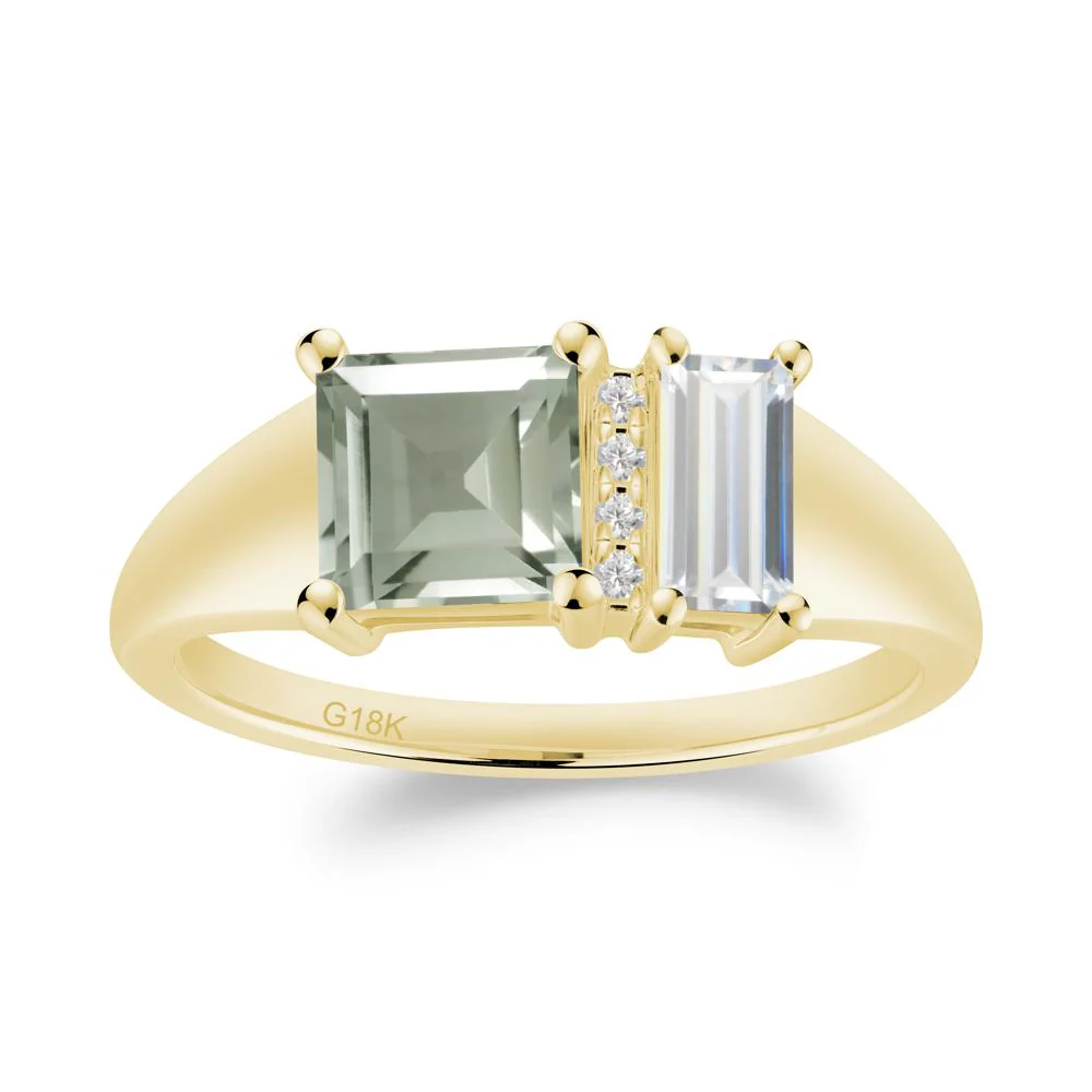 Unique Toi Et Moi Cubic Zirconia and Green Amethyst Birthstone Ring - Image 8