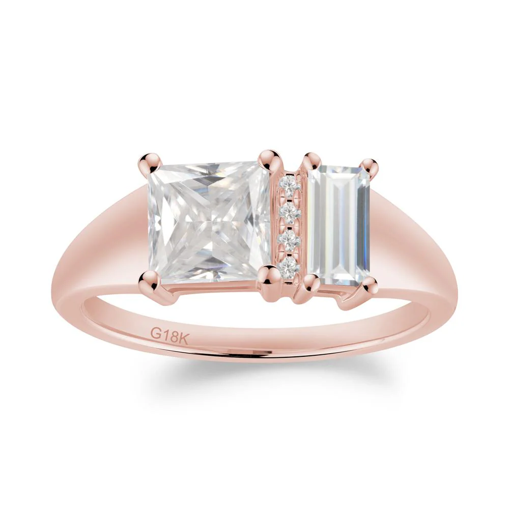 Unique Toi Et Moi Cubic Zirconia and Moissanite Birthstone Ring - Image 3