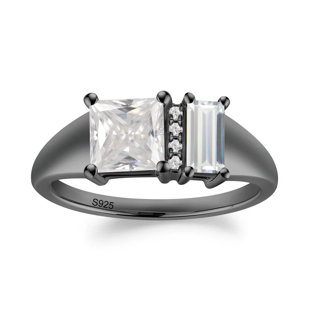 Unique Toi Et Moi Cubic Zirconia and Moissanite Birthstone Ring - Image 4