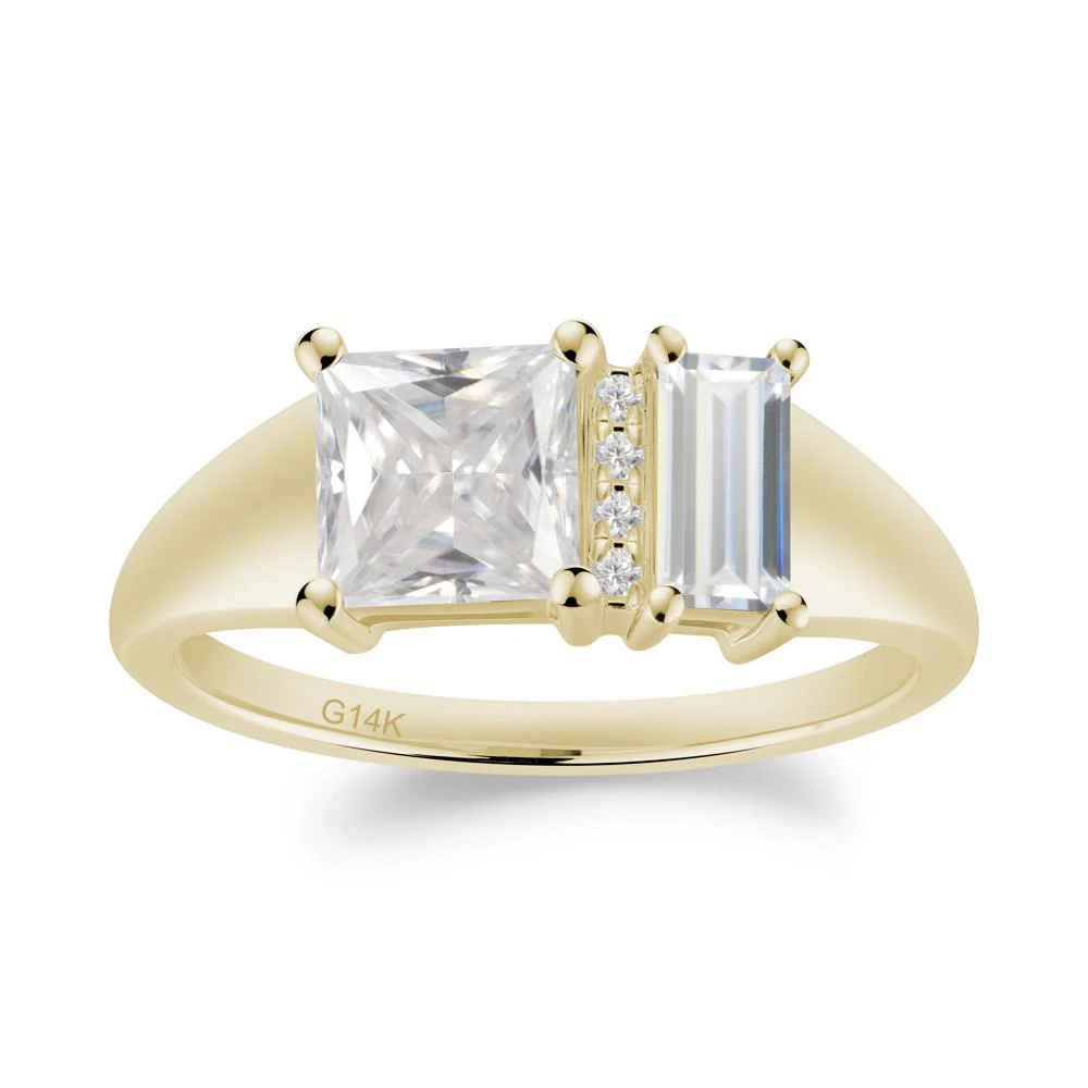 Unique Toi Et Moi Cubic Zirconia and Moissanite Birthstone Ring - Image 5