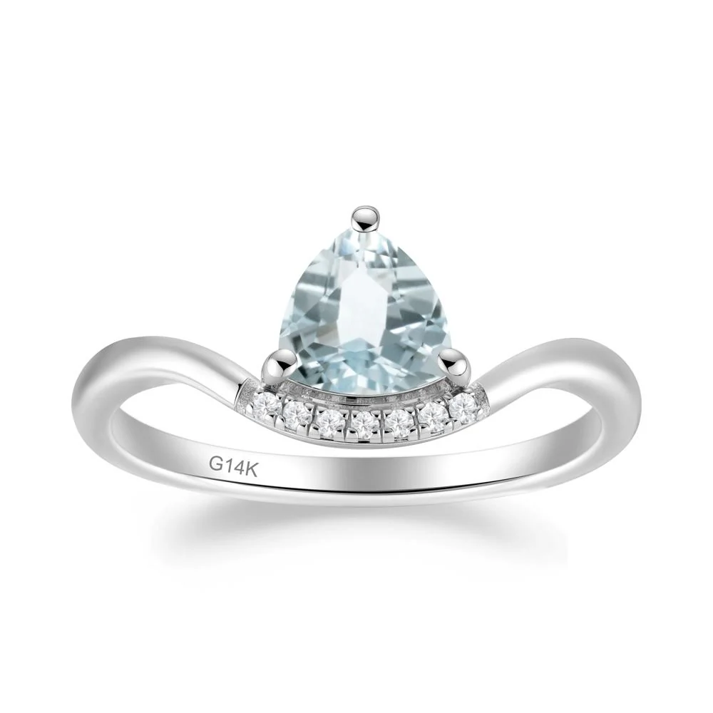 Unique Trilliant Cut Aquamarine Ring