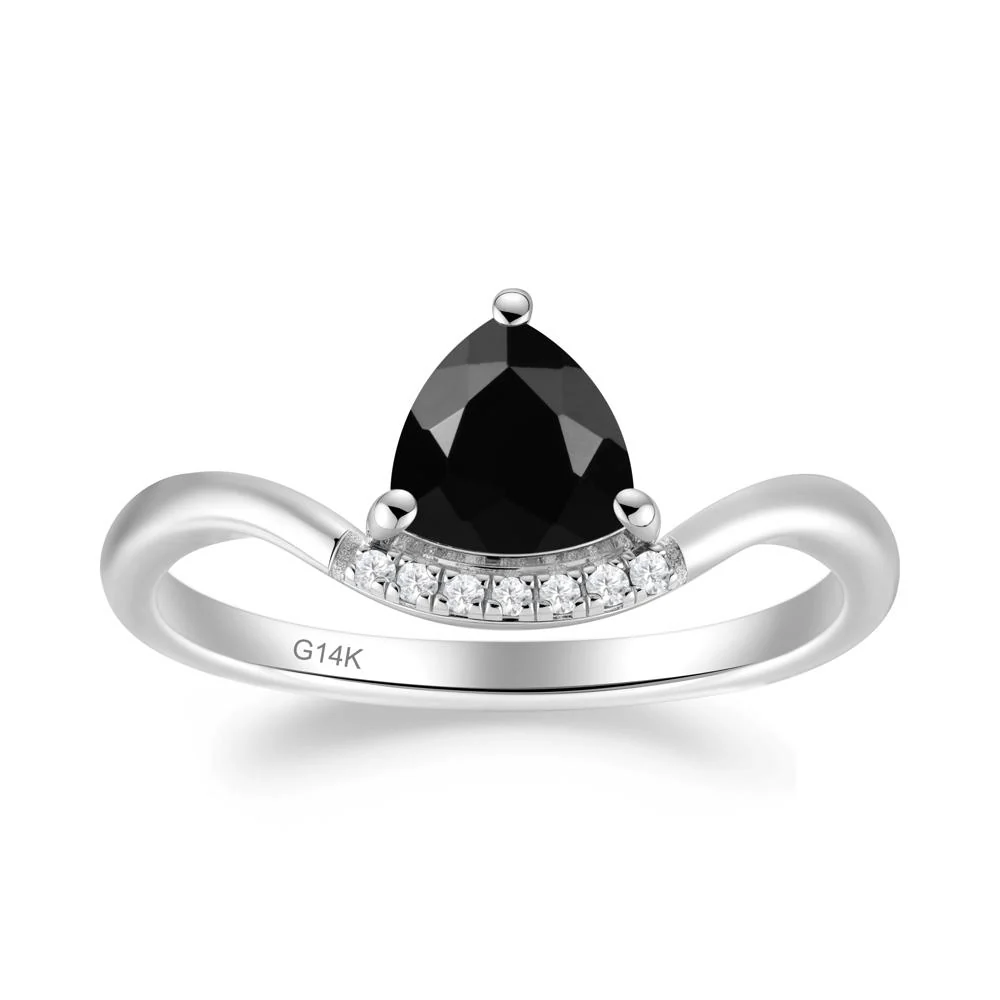 Unique Trilliant Cut Black Spinel Ring