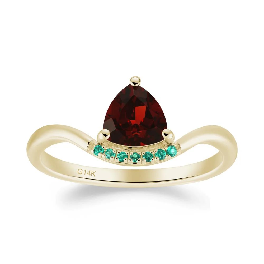 Unique Trilliant Cut Garnet and Emerald Ring - Image 5