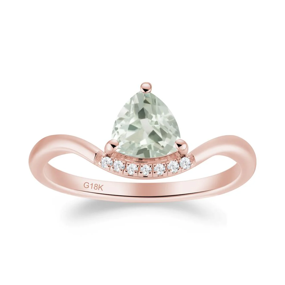 Unique Trilliant Cut Green Amethyst Ring - Image 2