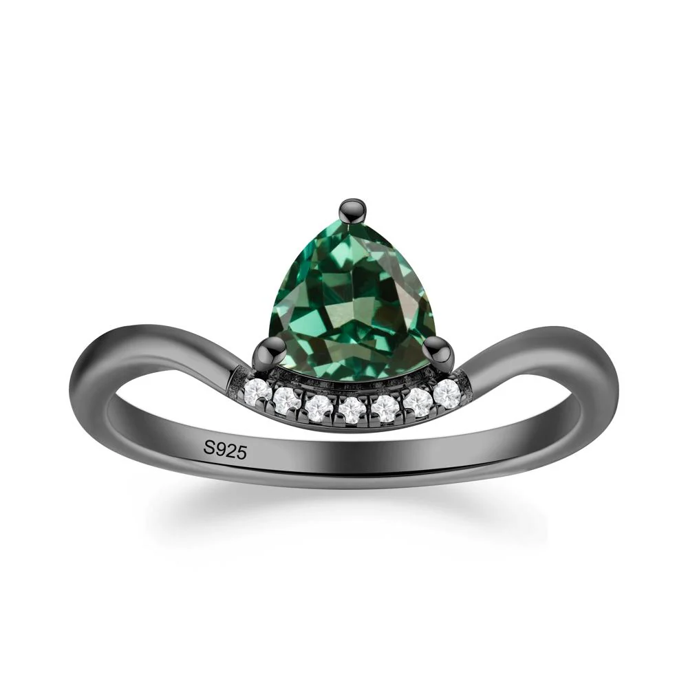 Unique Trilliant Cut Green Sapphire Ring