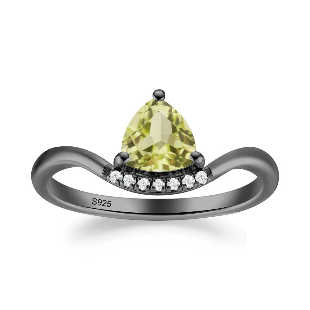 Unique Trilliant Cut Lemon Quartz Ring - Image 6