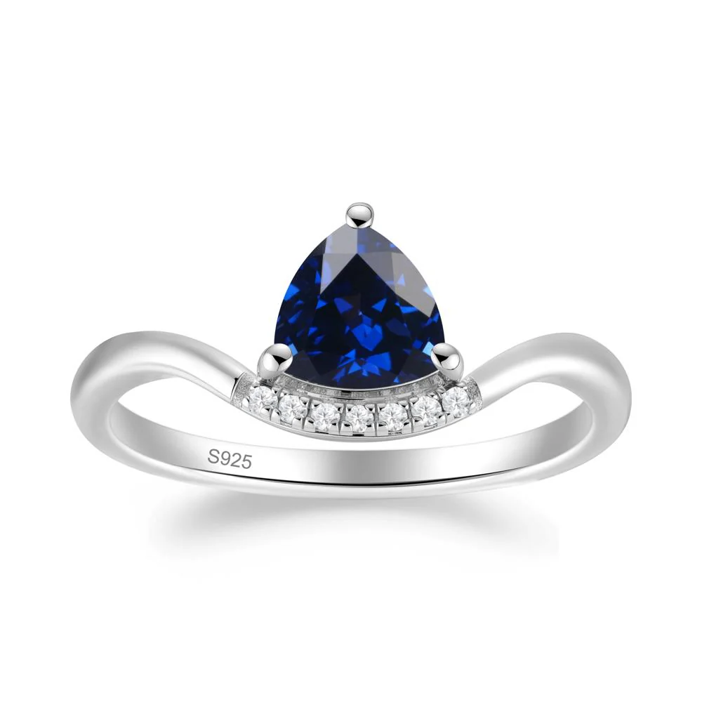 Unique Trilliant Cut Sapphire Ring - Image 3