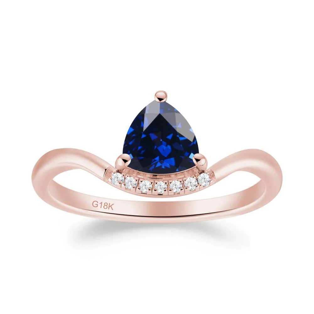 Unique Trilliant Cut Sapphire Ring - Image 8