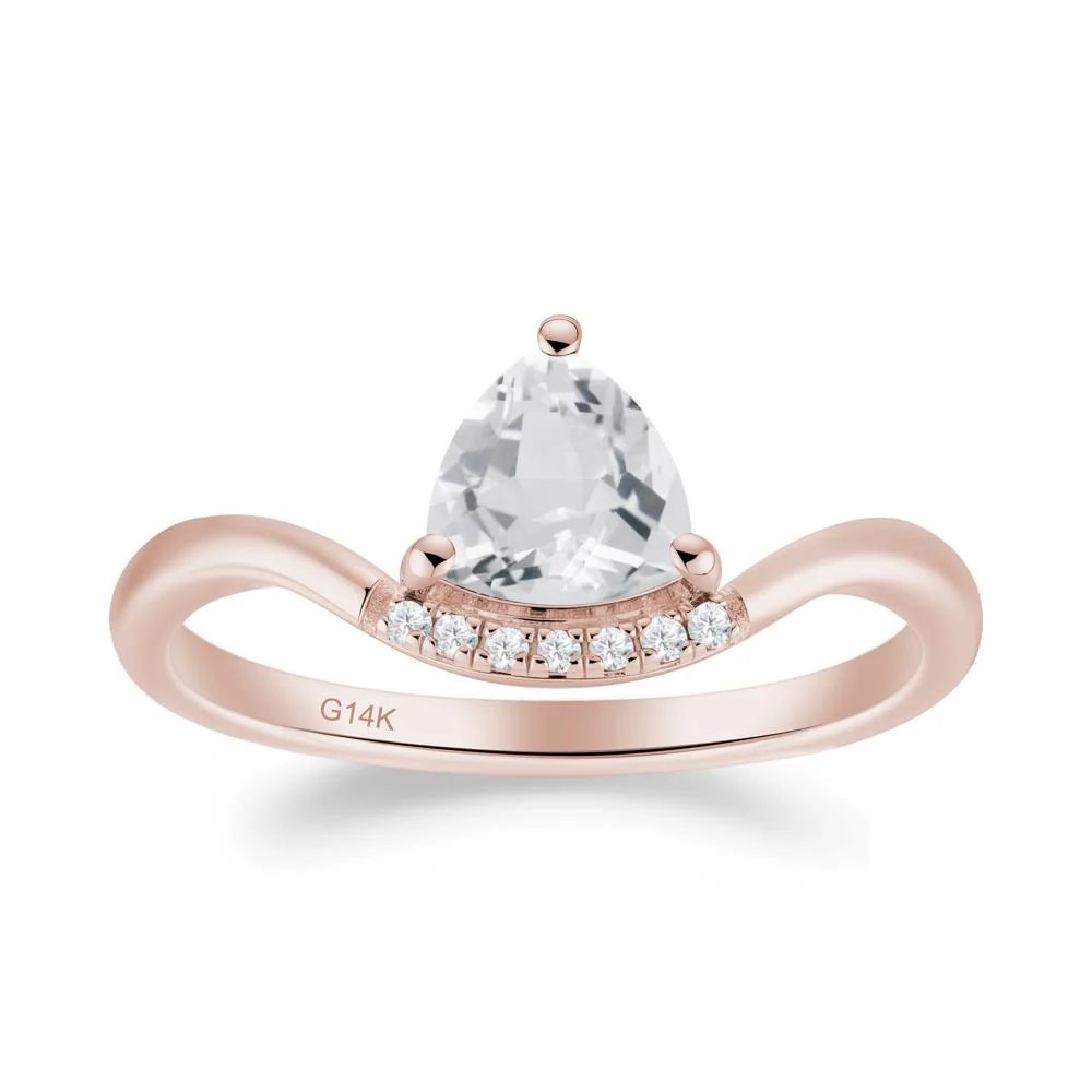 Unique Trilliant Cut White Topaz Ring - Image 4