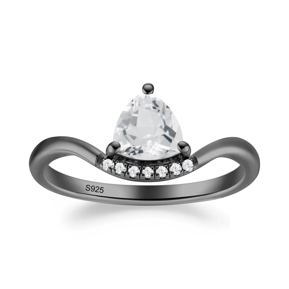 Unique Trilliant Cut White Topaz Ring - Image 7