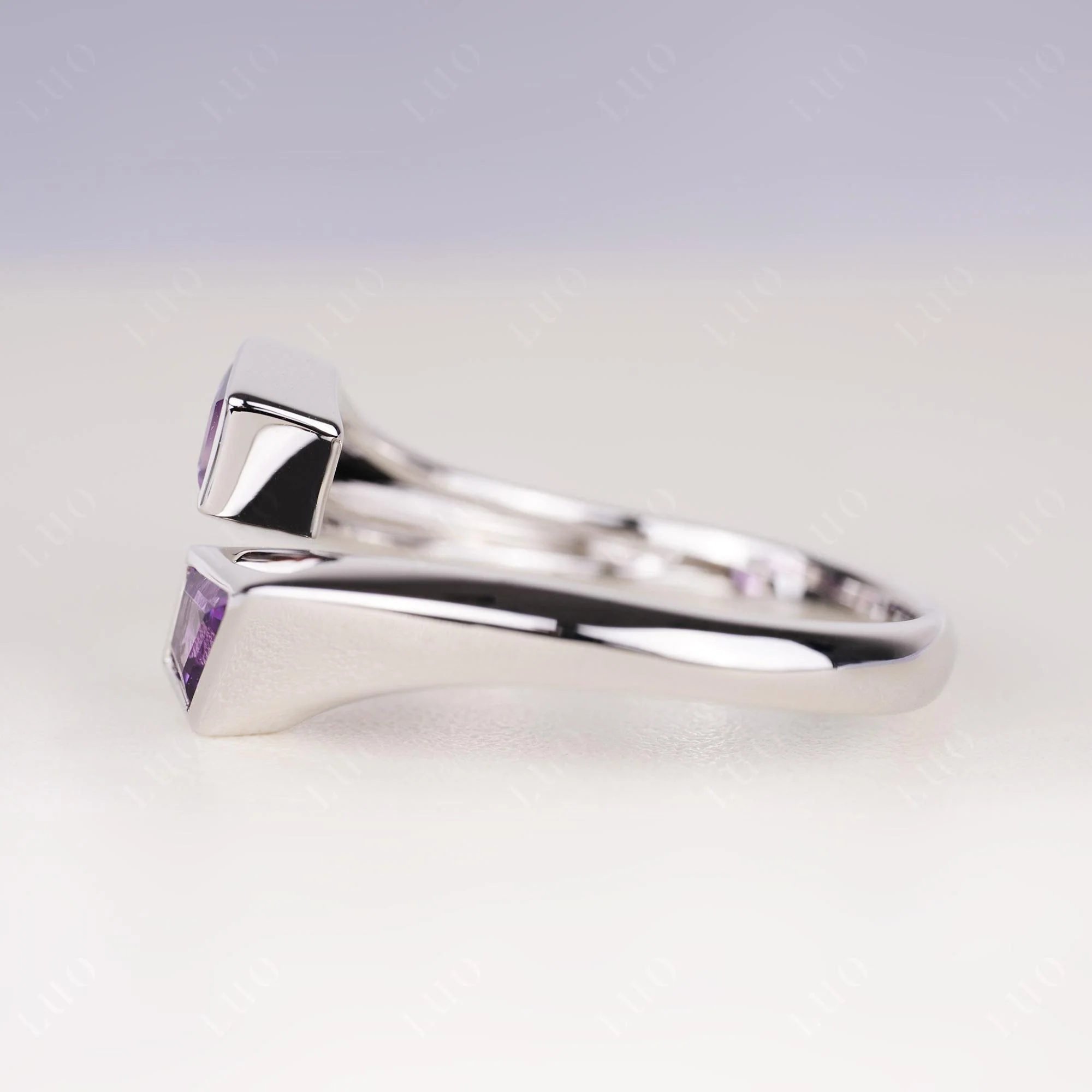 Unique Two Stone Amethyst Ring - Image 13