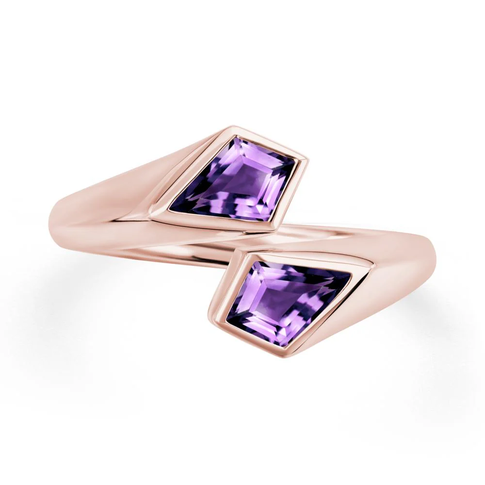 Unique Two Stone Amethyst Ring - Image 9