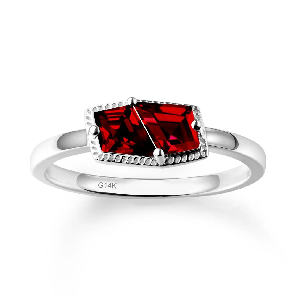 Unique Two Stone Garnet Ring In Sterlling Silver