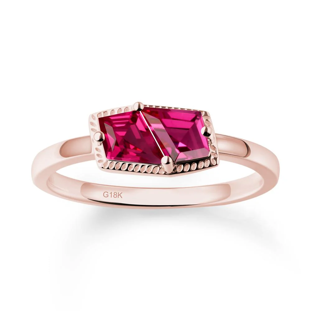 Unique Two Stone Ruby Ring In Sterlling Silver - Image 4