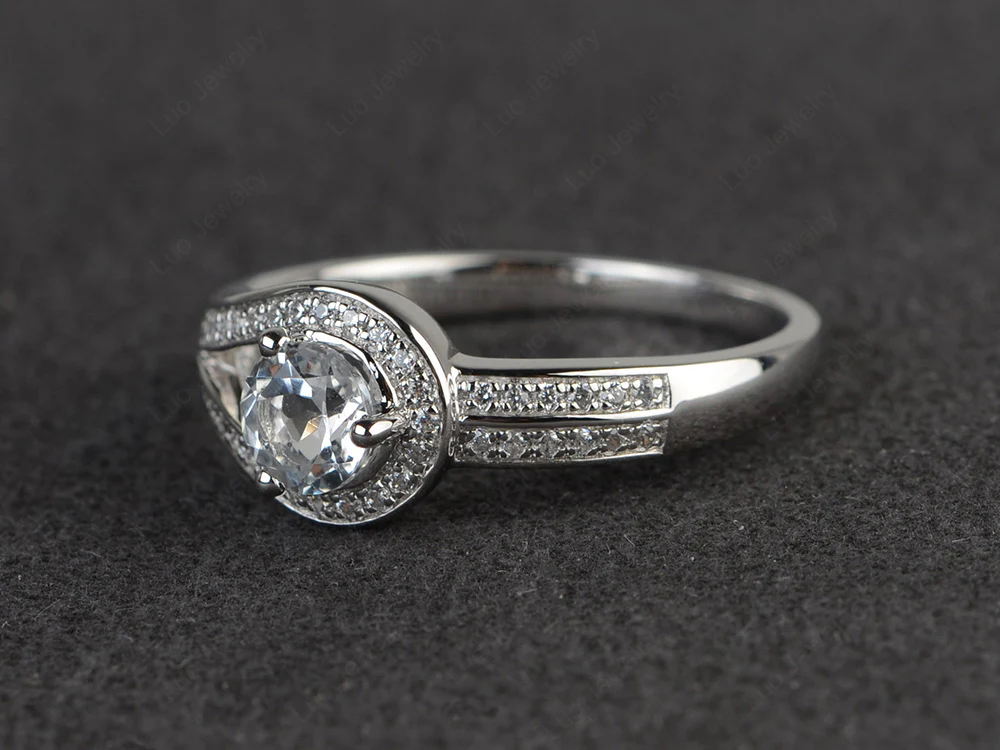 Unique White Topaz Engagement Ring - Image 2