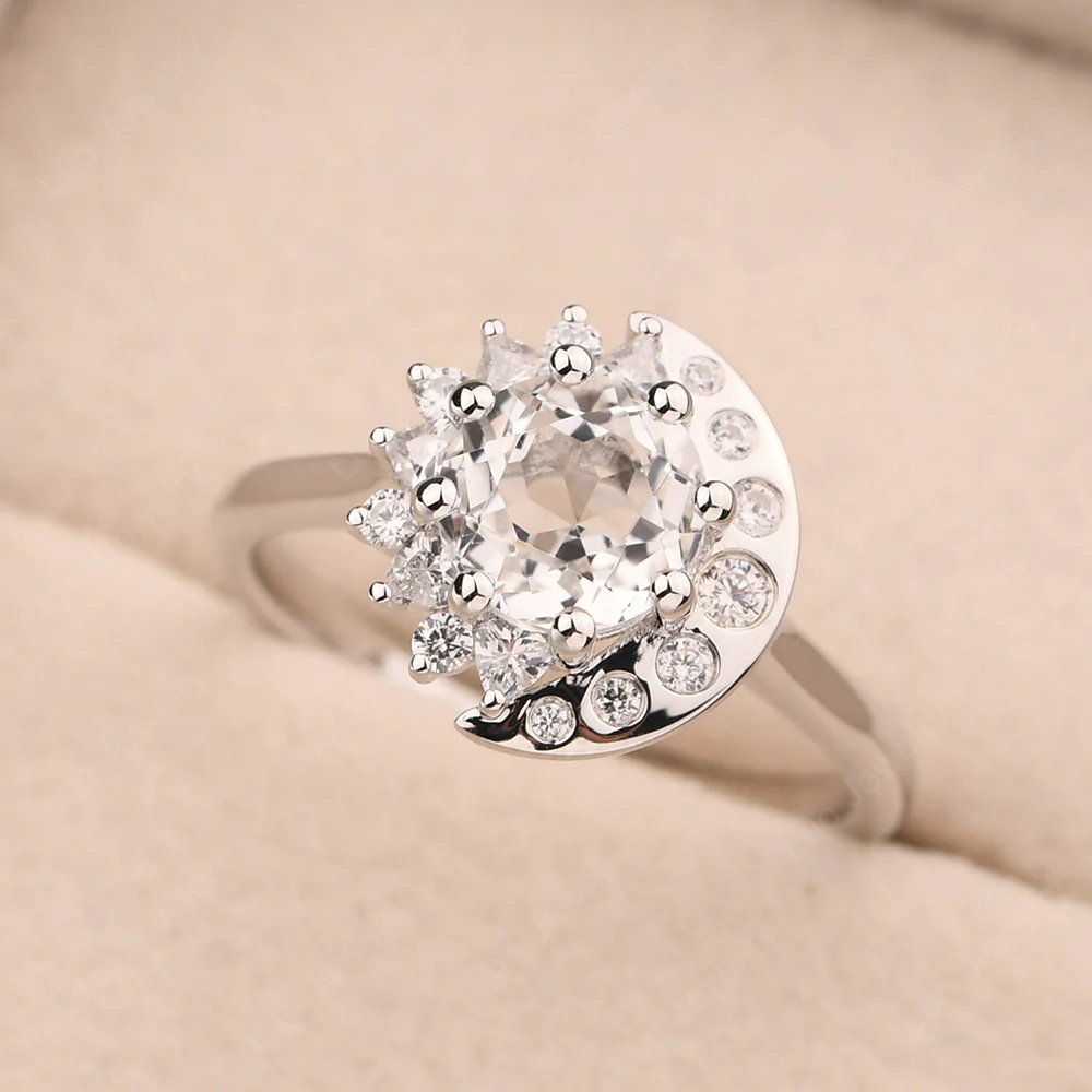 White Topaz Sun and Moon Ring - Image 2