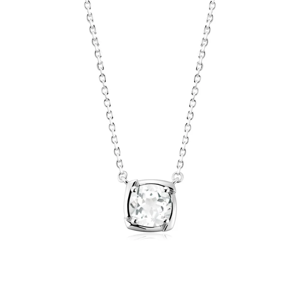 Unique White Topaz Solitaire Pendant Necklace - Image 7