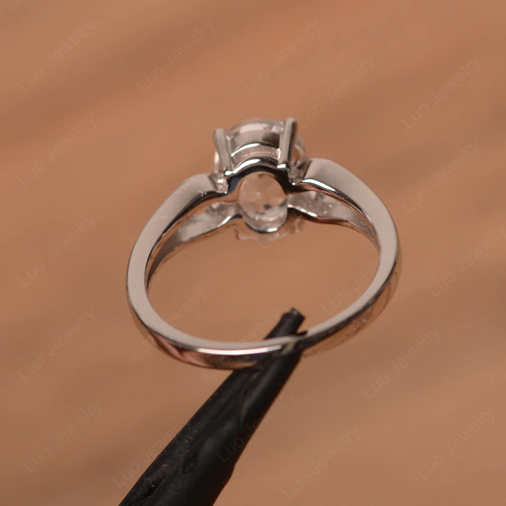 White Topaz Oval Cut Engagement Ring - Image 3