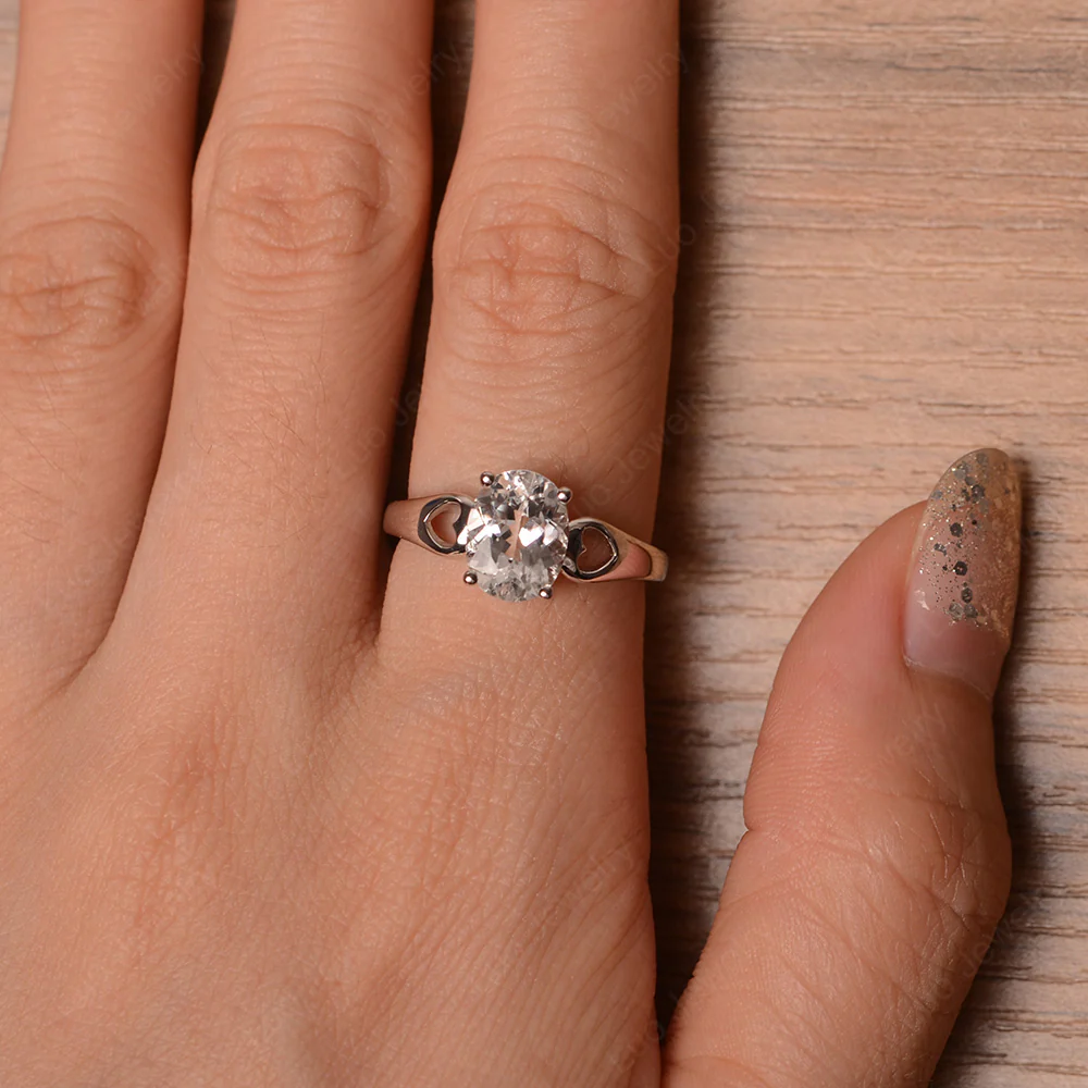White Topaz Oval Cut Engagement Ring - Image 4