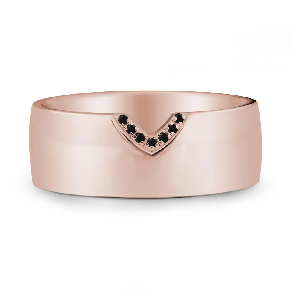 V-Shape Pave Black Spinel Wide Band Ring - Image 2