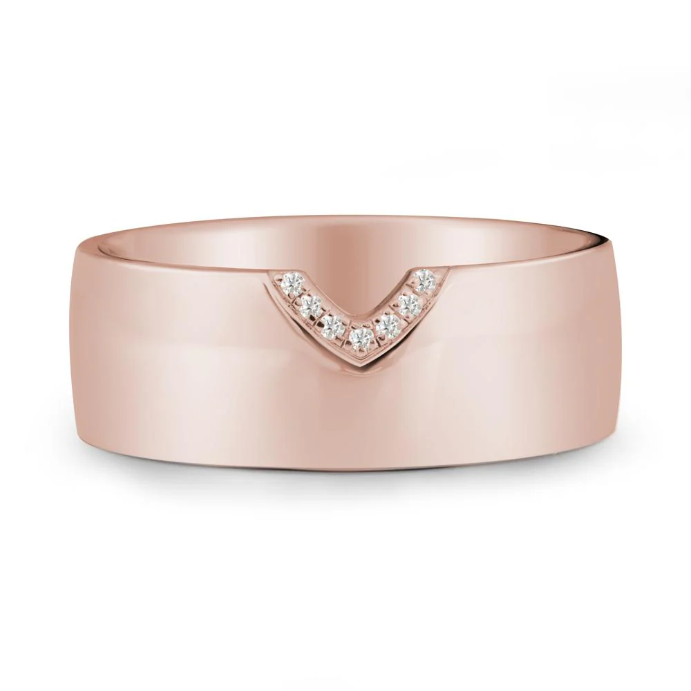 V-Shape Pave Moissanite Wide Band Ring - Image 2