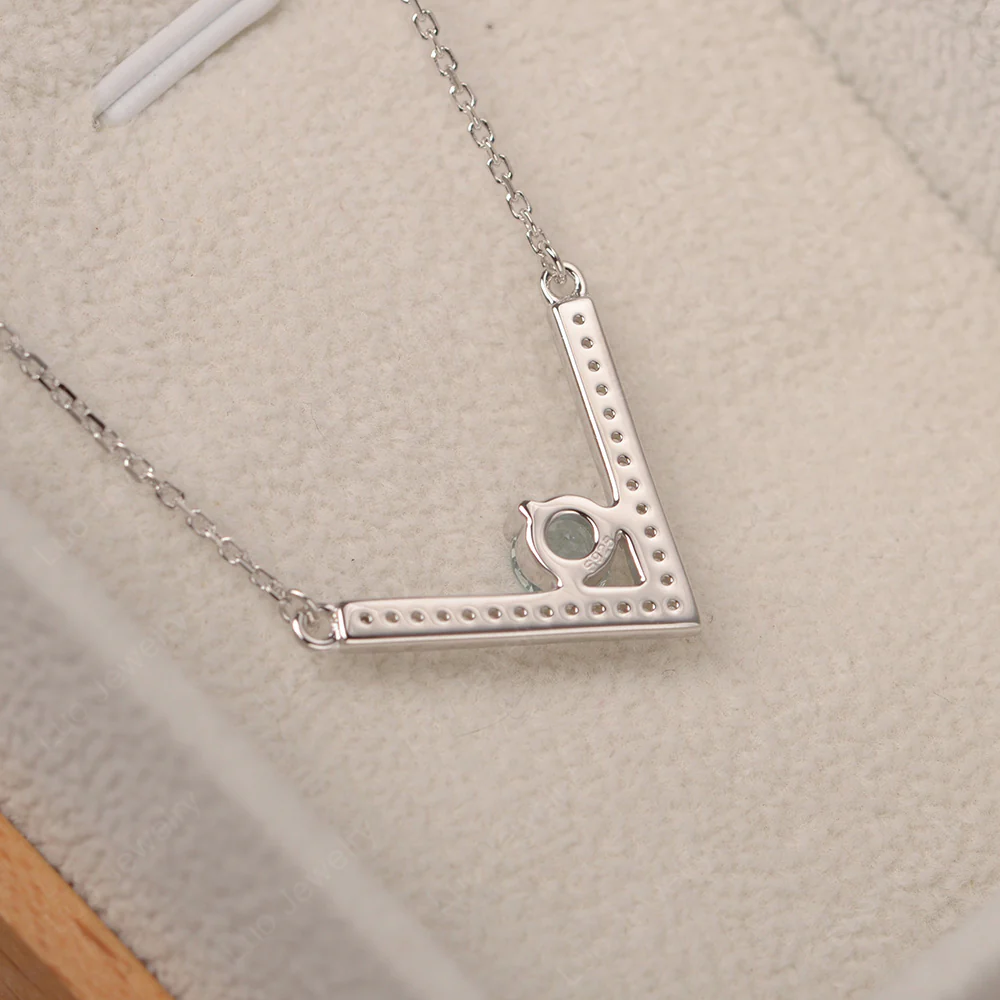 Aquamarine V Shaped Necklace - Image 3