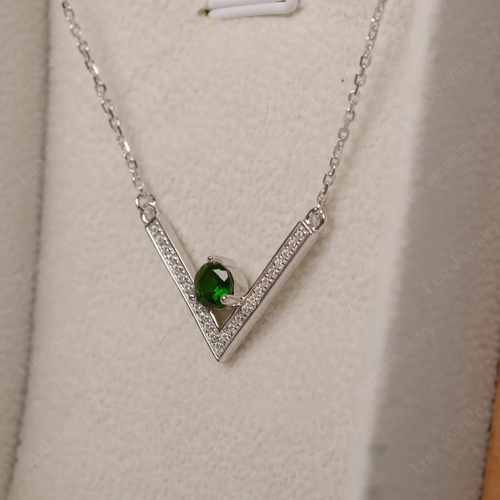 Diopside V Shaped Necklace
