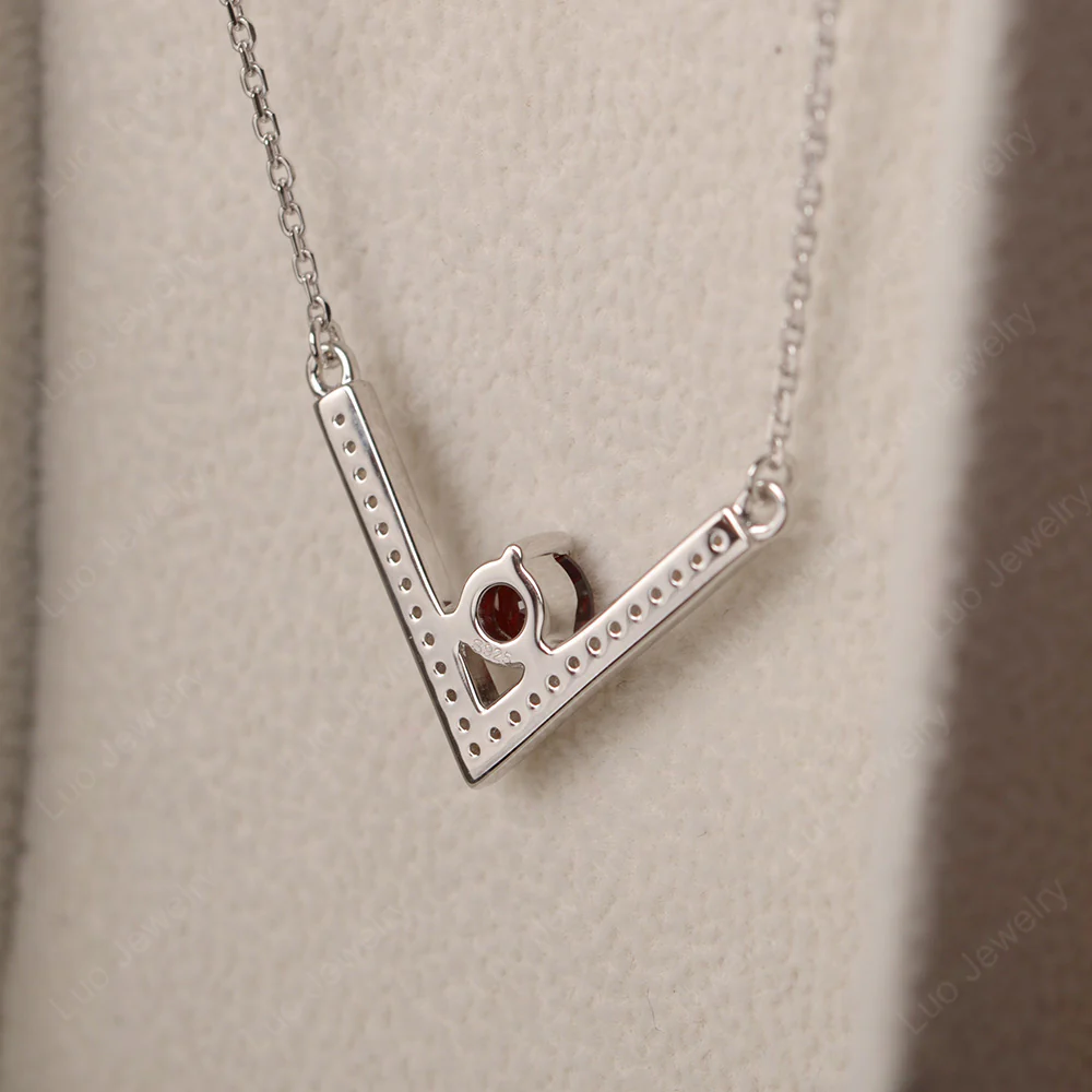Garnet V Shaped Necklace - Image 3